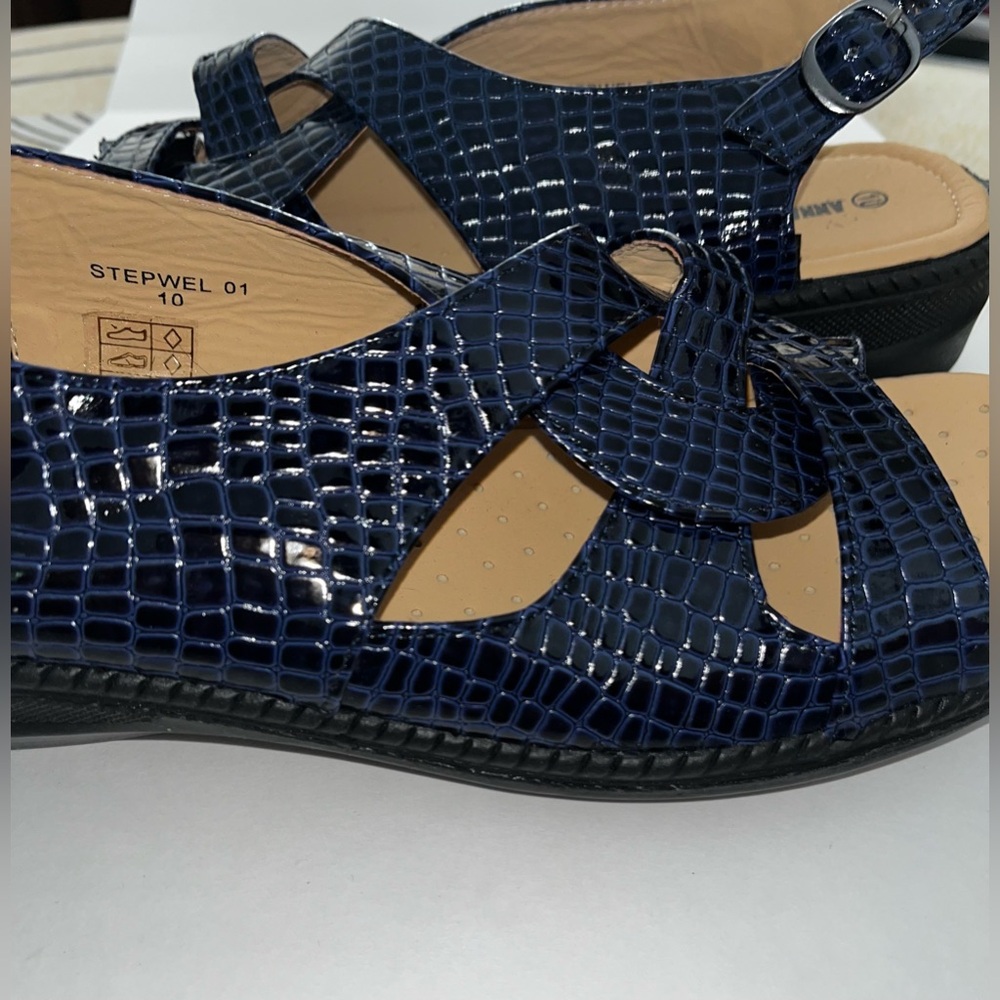 Blue Croc-Embossed Sandals - Picture 2 of 8